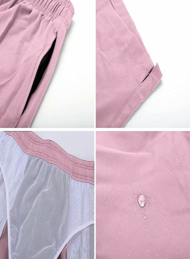 Tyhengta Men's Stretch Swim Trunks Quick Dry Beach Shorts with Zipper Pockets and Mesh Lining Dusty-Pink 36 - Image 4